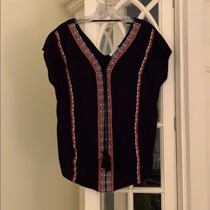 THML navy boho peasant top